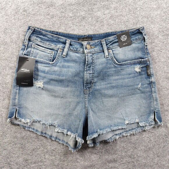 Silver Jeans Avery Shorts Womens 32 Curvy Fit High Rise Distressed Denim Frayed - Picture 1 of 11